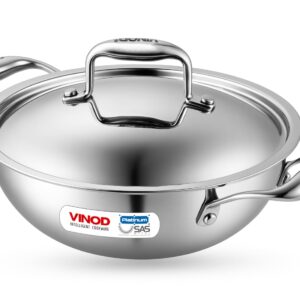 Vinod Platnium Triply Stainless Steel Kadai with Lid